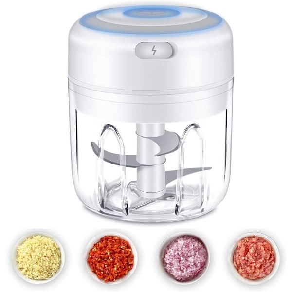 Electric Mini, Food Chopper,Wireless Portable Kitchen Food Mixer with USB Charging, Powerful Easy Cleaning Garlic Masher (250ML)