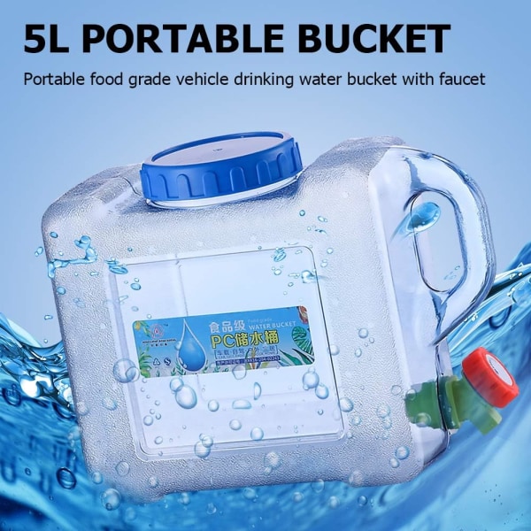 Vannbeholder med kran, Bærbar plastcampingvannbeholderbøtte, Enkel BPA-fri drikkevannsbeholder, Vanntank for camping utendørs
