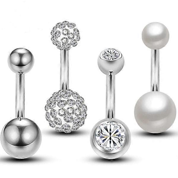 Navelpiercingar 4 st / set silver