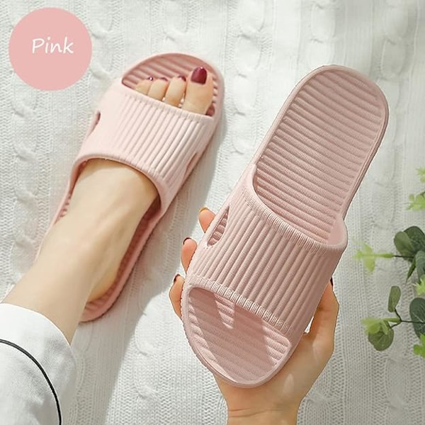 Bruse slippers, hjemmesko til kvinder til badeværelse eller indendørs brug, skridsikre (pink) 5-5.5