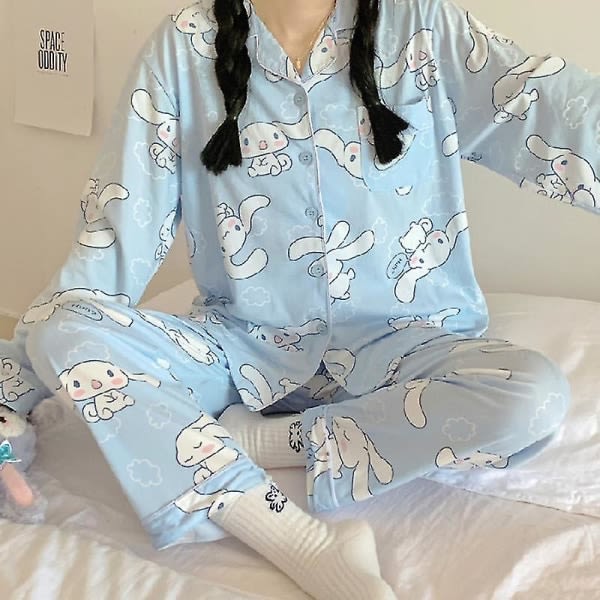 Sanrios Kawaii Pyjamas Cinnamoroll Söt Cartoon Koreansk Sovsal Hemkläder Flickvän Present - 100-120catty