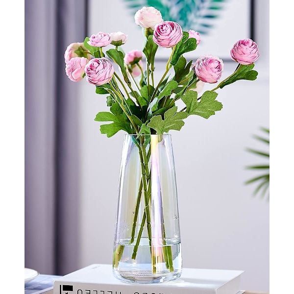 Kvalitetsstor vas 22 cm - Utsökt klar blomvas - Kristallglasvas för heminredning - Vas för blommor för rumsdekor, bondgård