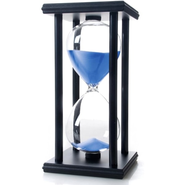 60 minute hour glass, wooden sand timer, blue