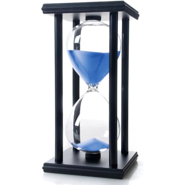 60 minutters timeglas, træ sand timer, blå