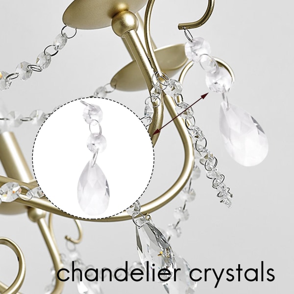 20 stk lysekrone krystaller, klare dråbeformede krystal lysekrone vedhæng Dele Perler, hængende krystaller F