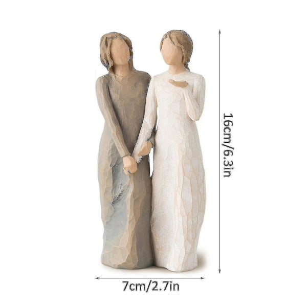 Harpiksfigur, to søstre, skulptur håndmalede figurer (FMY)