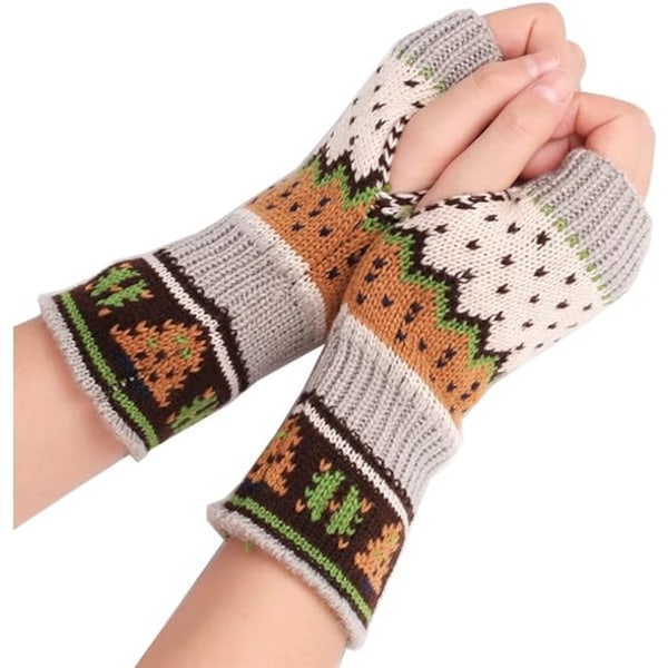 Kvinnor fingerlösa stickade varmare handskar