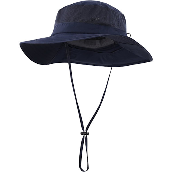 Ulkoilu UPF50+ Mesh-aurinkolippalakki Leveälierinen kalastushattu Kaula läpällä Navy Blue