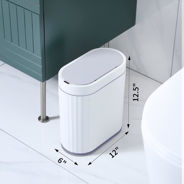 Papperskorgen - Vattentät automatisk papperskorg, 9 liters smal smart papperskorg, 2 gallon smal rörelsesensor papperskorg för sovrum, badrum, kök