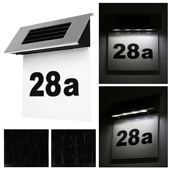 Solcelled Husnummerlys i Rustfrit Stål - Digitalt LED Husnummerdisplay