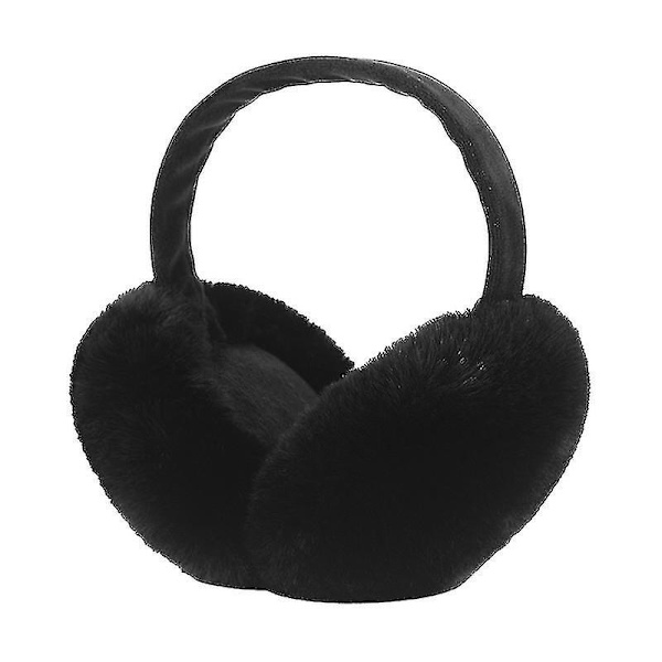 Fällbar öronvärmare Håll varm plysch unisex mjuk öronvärmare för utomhusbruk Black