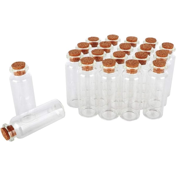 20pack 20ml Miniglasburkar Flaskor med korkproppar Klara önskeflaskor Behållare för gör-det-själv-konsthantverk, dekoration, bröllopsfavorittillbehör