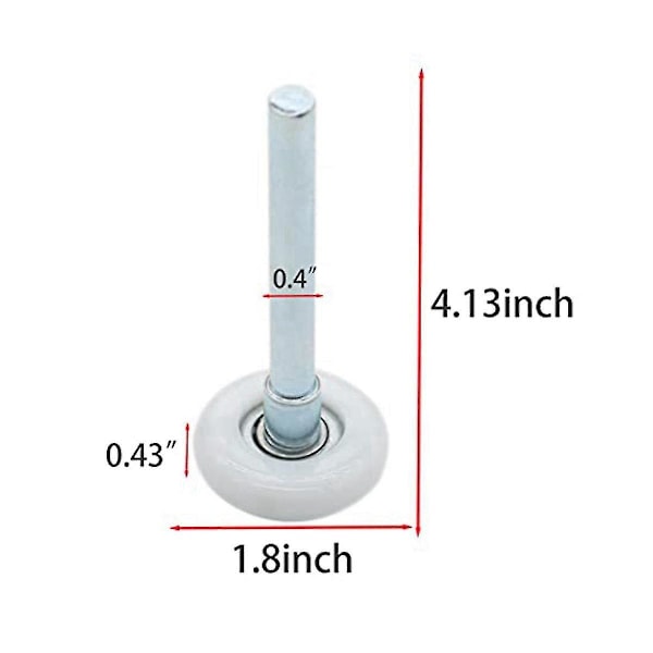 12 st 1,8 tum nylon garageport rullar 4 tum stam, tysta garageport hjul för garageport spår - Jnnjv