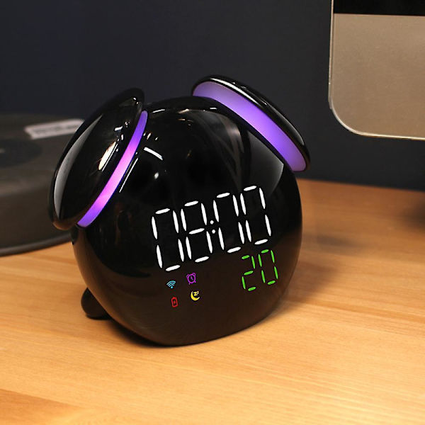 Vækkeur med Lysopvågning, LCD Skærm, 2000mah Genopladelig Justerbar Funktion, Snooze Lampe, Kryc