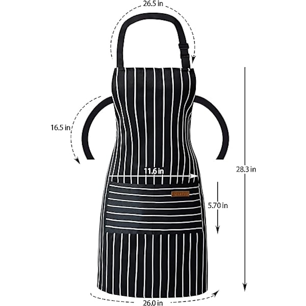 Förkläden för kvinnor med fickor Unisex Vuxna Matlagning Bakning Kök Kock Bomulls Förkläde Justerbar Bib