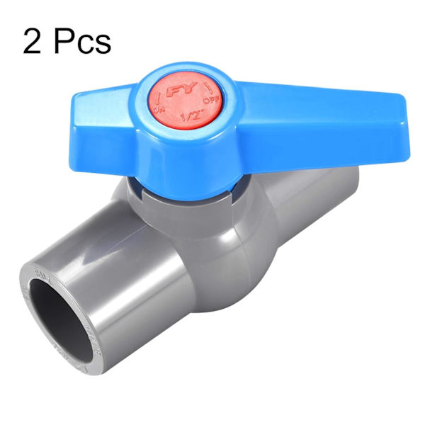 Kugleventil, 20mm ID PVC Sokkel Ende Lukkeventil til Akvarium Opsætning, Sump Pumpe, Pool, Have Sprinkler Grå Blå 2 stk