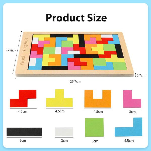 Trä Tetris Pussel, 40 st Tangram Spel