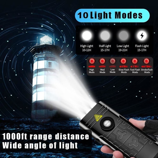 7000 Lumen Kraftfulla cykelljus fram och bak, 5 LED Super Bright USB Uppladdningsbar, vattentät