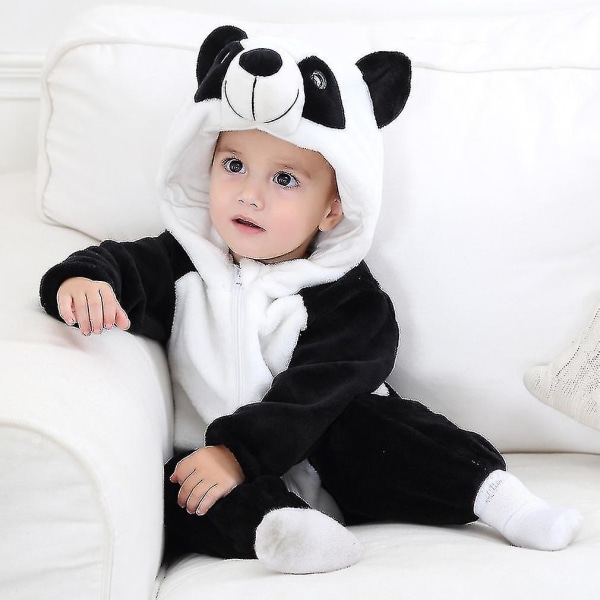 Børn Animal Cartoon Hætte-bodysuit-outfits - Black and White 18-24 months -