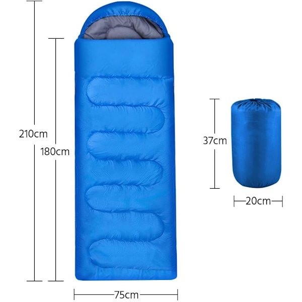 1PCS Sovsäckar för Vuxna, Singel Vuxen Kuvert Sovsäck för 3 Säsonger Lätt Camping Vandring Blue