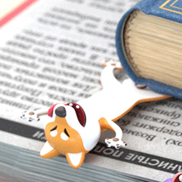 3D tecknade djur bokmärken Novelty Shiba Inu Squashed Bokmärke Stationery