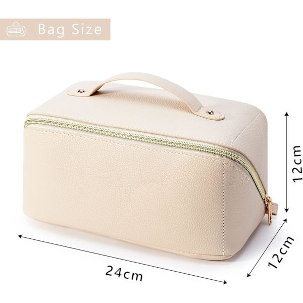 Kosmetikpung med stor kapacitet til damer, penalhus, makeup-taske, makeup-taske Beige l