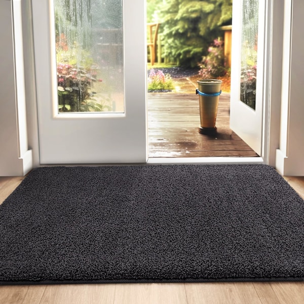 Likaa sitova ovimatto, liukumattomat kynnysmatot sisätiloihin, erittäin imukykyinen sisääntulomatto, konepestävä pehmeä lattiamatto, musta-harmaa, 60 x 90 cm
