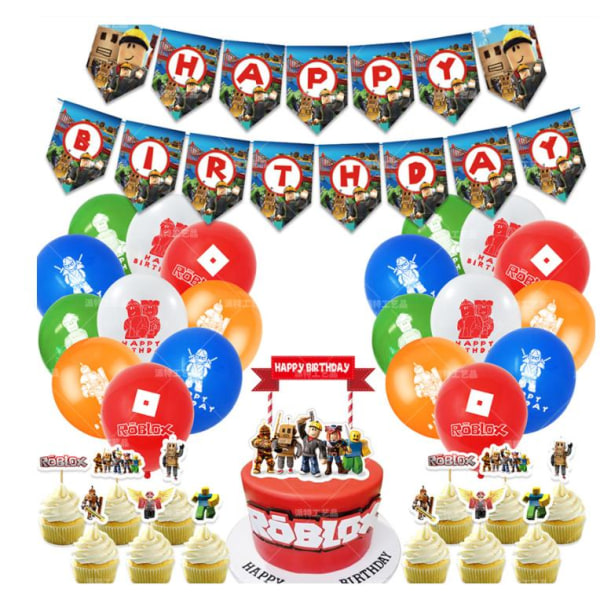 Roblox børnefest ballonbue - Tillykke med fødselsdagen