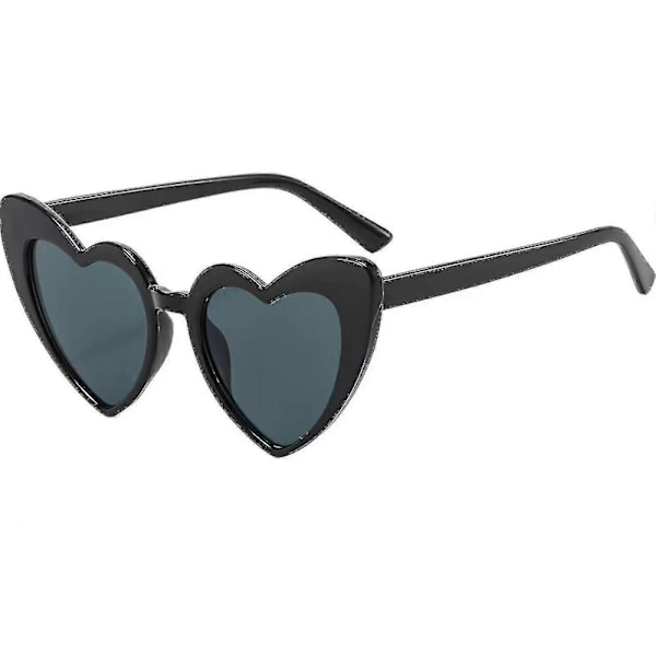 Hjerteformede solbriller til kvinder, trendy søde hjertebriller retro Taylor solbriller Black