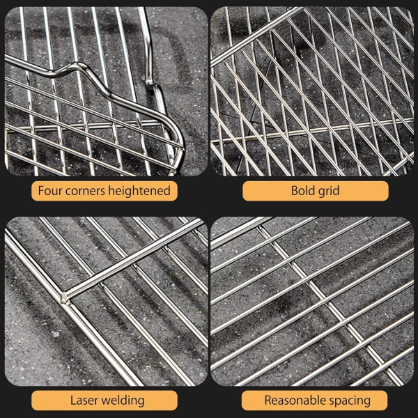 Kylställ Rostfritt stål Grillställ Bakning Tjock galler för stekning, grillning, bakning Rektangulär kylgaller Diskmaskinsäker-2 delar