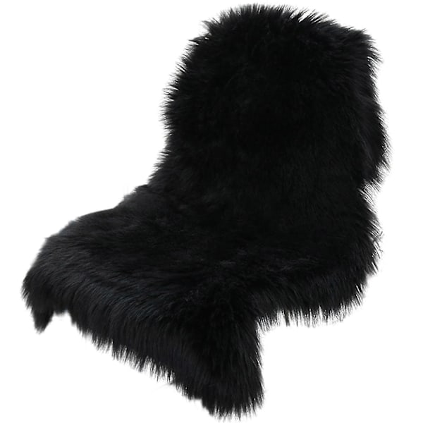 Klassisk Mjuk Fuskfårskinnsmatta Vit Fluffig Områdesmatta Ryamatta Mattor För Sovrum Vardagsrum Black