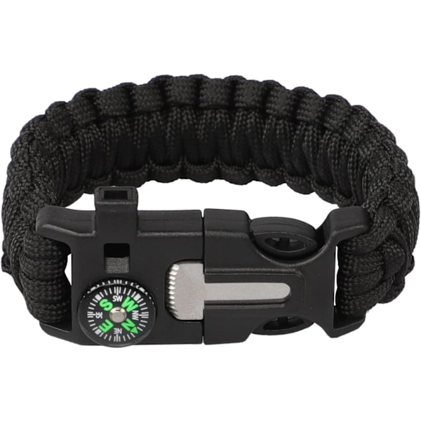 5 in 1 monitoiminen Paracord Survival Bracelet - Flint Stone, kompassi, pilli, lankasaha ja pelastusköysi - Universaali monitoimityökalu