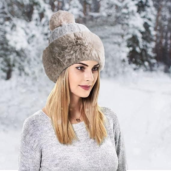 Stickade mössor för kvinnor, vinter, utomhus