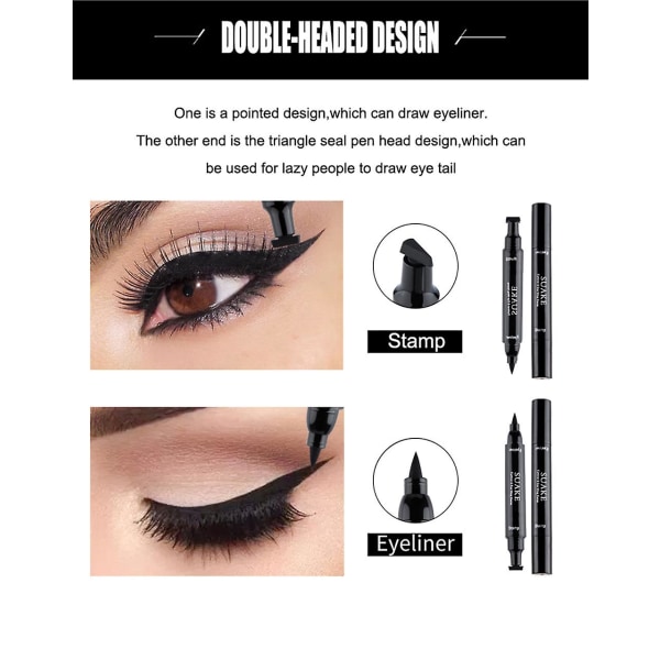 2 stk Big Seal Stamp Flydende Eyeliner Pen, Vandtæt Svedbestandig Hurtig Tør Sort Eye Liner Blyant Med Eyeliner Kosmetik