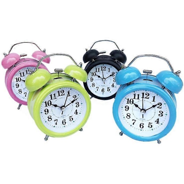 Väckarklocka Analog Klocka Kvarts Klassisk Dubbel Klocka Väckarklocka Natt för barn