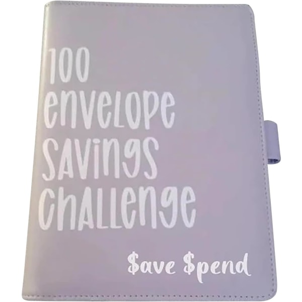 100 Envelope Challenge Binder Helppo ja tapa säästää, Savings Challenge Binder, Budget Binder käteisellä kirjekuorella (violetti)
