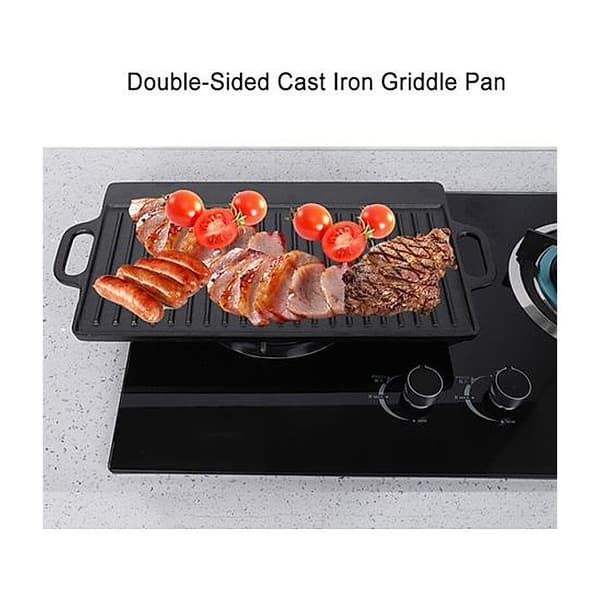Grill, non-stick støbejerns stegeplade, riflet og flad