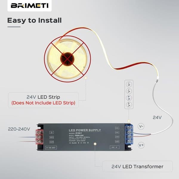Transformator 220V 24V LED-driver 100W Ultratynn Trafo 4.16A strømforsyningsadapter, 220V AC til 24V DC-omformer