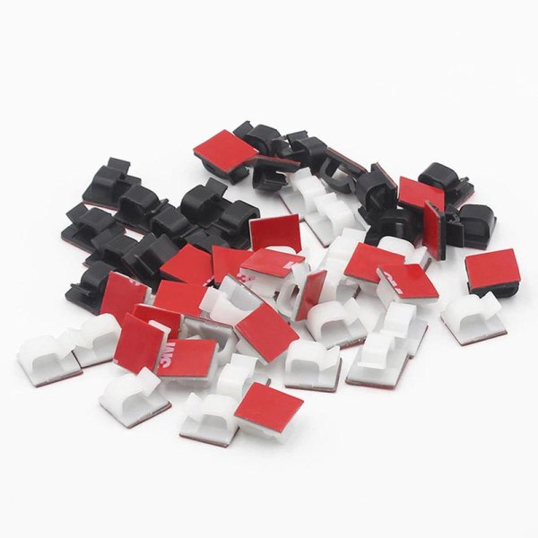 50-pakk selvklebende kabelholdere - kabelklemmer - Black