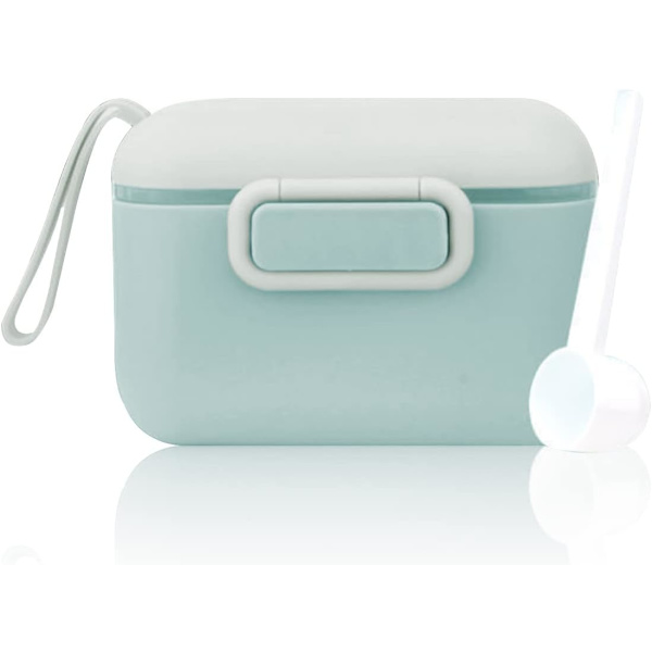 Melkepulverdispenser, 400ML One-Touch Babymelkpulverdispenser, Babymelkpulverdispenser, med forseglet silikonringdeksel (Grønn)