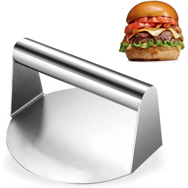Burgerpress i rostfritt stål för läckra burgare, hamburgare, BBQ, platt grill, 14 cm diameter