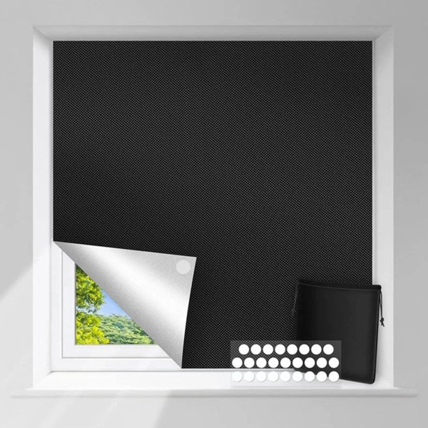 Bärbar DIY skärbar svart mörkläggningsduk, ingen borrning krävs - 100 % mörkläggning och thermal beläggning - Resor och hemmabruk - 150*200cm