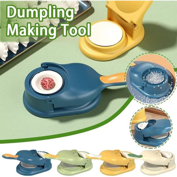 2 i 1 Dumpling Mold Utskrift Dumpling Skin Maker Dumpling Maker Husholdningskjøkken Manuell bruk Quick Dough Press Dumpling Molds (blå)
