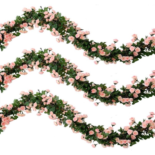 2 kpl 69 pään 5.7FT keinotekoinen ruusupuu Silkki keinotekoiset kukat Garland kasvi Floral Ivy koristeet kotiin häihin järjestelyyn Party Garden Décor Pink
