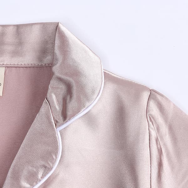 Pyjamas i satin, kortärmad, barnsovkläder aprikos apricot 140