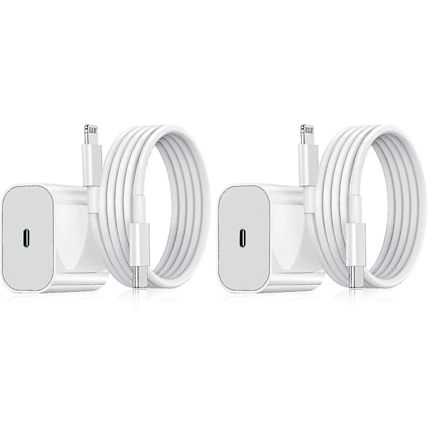 Nopea laturi - Adapteri + Kaapeli - 20w Valkoinen  Iphonelle - EU - 2-Pack iPhone