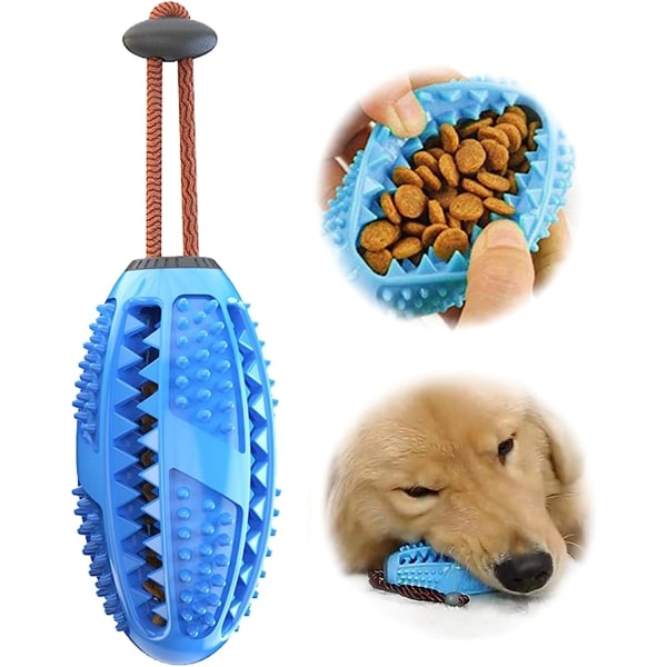 Koiran purulelu, opettavainen koiranlelu, tukeva kumi, sininen - puremis-, metsästys- ja palautuslelu - keskikokoiselle koiranpennulle