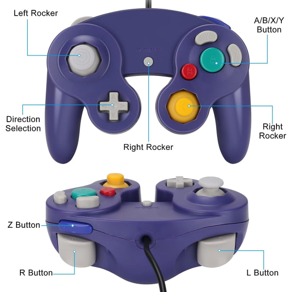 Gamecube Gamepad, 2-pak klassisk gamepad med vibrations joystick