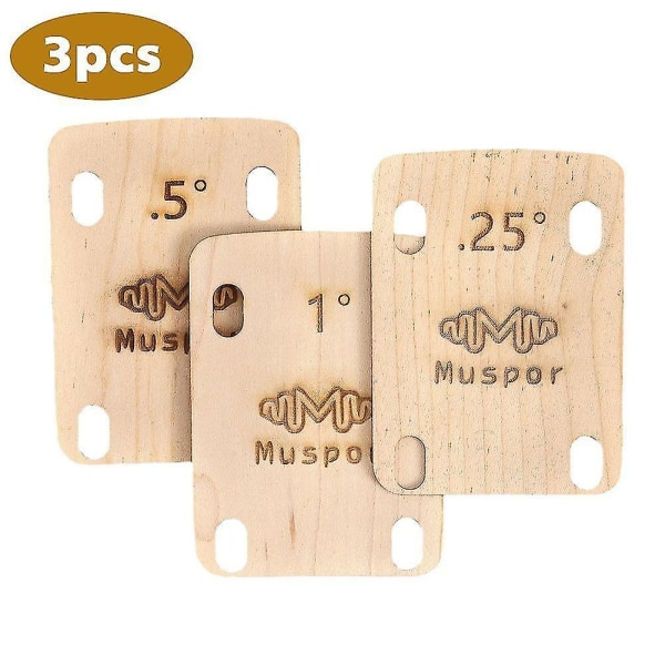 3 st Elektrisk Gitarr Hals Shims Lönnplatta .25/.5/1 Graders Ersättningsdelar