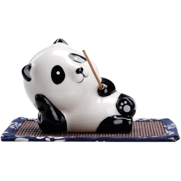 Söt Panda rökelsehållare för pinne, keramisk rökelsebrännare med halmmatta, rökelse säte för yoga meditation och aromaterapi Heminredning, bedårande hem
